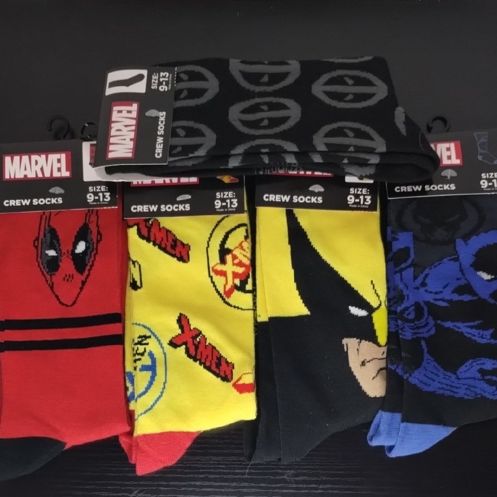 Marvel  X-men Men's Crew Socks - Red, Yellow, Black, Blue NWT